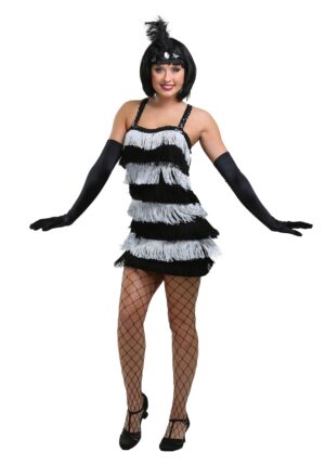 Women's Fringed Silver Flapper Costume