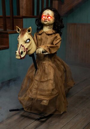 3.5FT Animated Rocking Horse with Talking Doll Prop