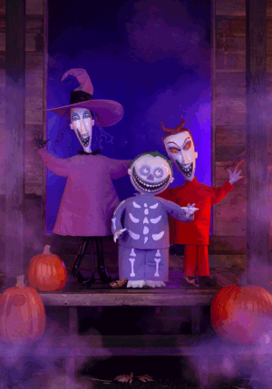 4FT NIghtmare Before Christmas Lock ,  Shock and Barrel Animatronic Decoration | Halloween Animatronics