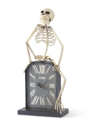 21.5" Tombstone Clock with Skeleton Halloween Prop | Skeleton Decorations