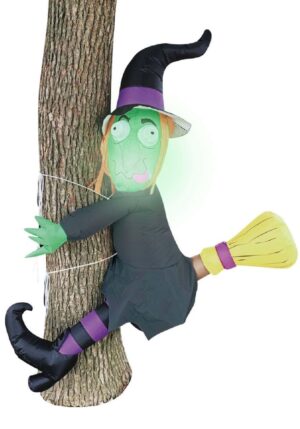 4FT Inflatable Crashing Witch on a Tree Prop Decoration | Halloween Inflatables