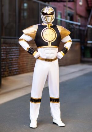 Adult Power Rangers White Ranger Classic Muscle Costume | Power Rangers Costumes