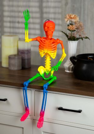 24-Inch Rainbow Skeleton Halloween Prop | Skeleton Decorations
