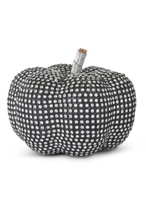 5-Inch Black Pumpkin with Clear Rhinestones Decoration | Pumpkin Decorations