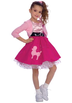 50s Pink Poodle Skirt Girl's Costume | 50s Costumes