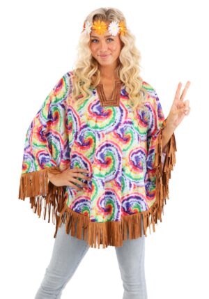 Hippie Poncho Sustainable Materials Adult Costume | Hippie Costumes
