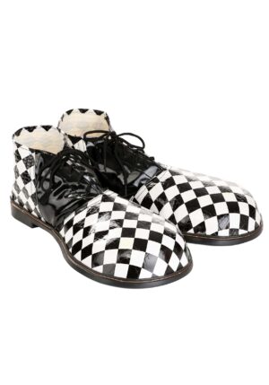 Checkered Black & White Jumbo Clown Adult Costume Shoes | Clown Accessories