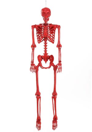 5FT Poseable Crazy Bones Skeleton in Red Prop Decoration | Poseable Skeletons