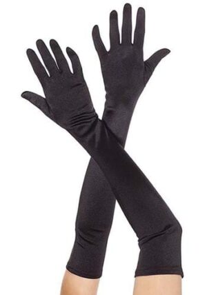 Extra Long Black Satin Women's Gloves | Costume Gloves