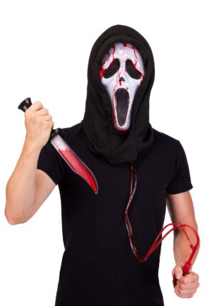 Ghost Face Bleeding Adult Mask with Knife Costume Kit | Scream Costumes