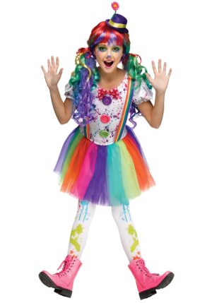 Crazy Color Clown Girl's Costume | Kid's Clown Costumes