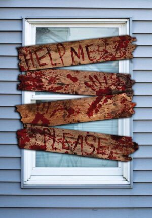27-Inch Haunted Bloody Wooden Window "Help Me" Boards Decoration | Window Decorations