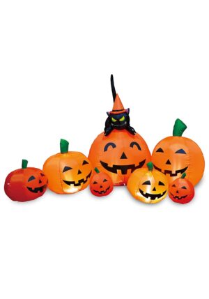 7FT Inflatable Pumpkin Patch with Cat Halloween Decoration | Halloween Inflatables