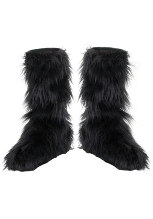 Kids Black Furry Boot Covers | Kid's Costume Accessories