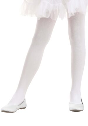 Deluxe Girl's White Tights | Kid's Costume Accessories