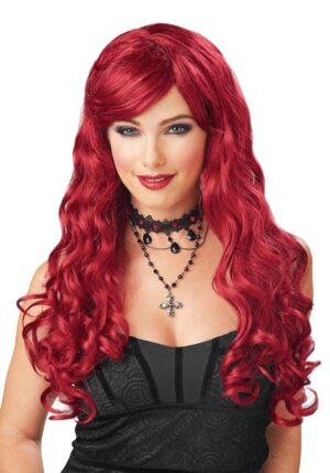 Long Women's Red Wavy Wig