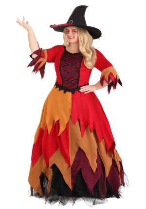 Plus Size Autumn Harvest Witch Women's Costume Dress | Plus Size Witch Costumes
