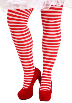Plus Size Candy Stripe Women's Costume Tights | Christmas Accessories