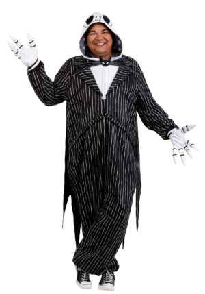 Adult Plus Size Disney Jack Skellington Onesie Costume | Disney Costumes