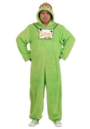 Adult Plus Size Oscar the Grouch Costume Onesie | Sesame Street Costumes