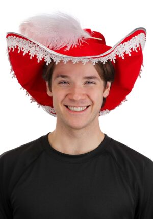 Red Pirate Adult Costume Hat with Feather | Pirate Hats