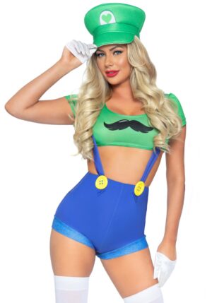 Women's Sexy Piece Green Gamer Babe Costume | Video Game Costumes