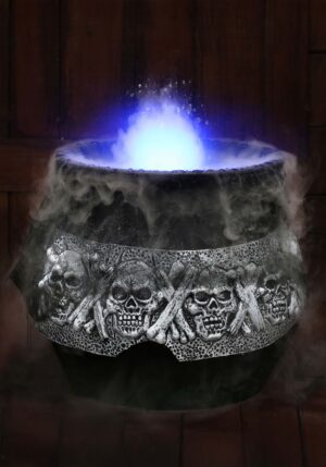 16-Inch Gothic Skull Smoking Cauldron Decoration | Halloween Cauldrons
