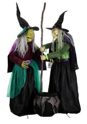 6.5FT Seasonal Visions International Animatronic Stirring Up Trouble Witch Decoration | Halloween Animatronics