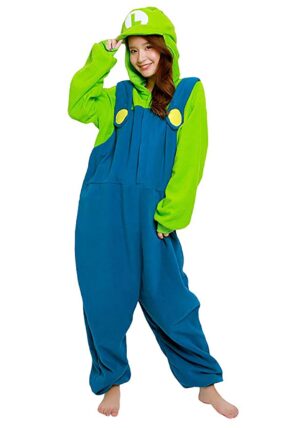 Super Mario Brothers Luigi Kigurumi Costume for Adults