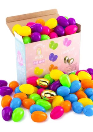 100 Piece 2.4 Inch Colorful Easter Egg Shell Set | Plastic Easter Eggs