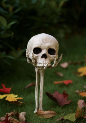 14.5-Inch Skull in Hand Stake Prop | Yard Halloween Decorations