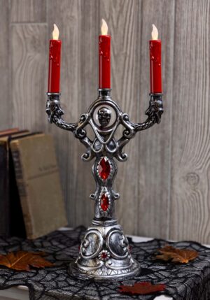 17.5-Inch Red Gothic Candelabra LED Decoration | Table Decorations