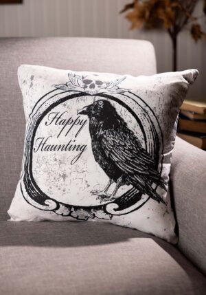 Happy Haunting 18-Inch Raven Pillow Cover | Halloween Pillows