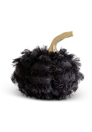 4-Inch Black Fringe Eyelash Pumpkin Decoration | Table Decorations