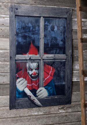 47-Inch Clown Outside the Window Printing Curtain Decoration | Evil Clown Decorations