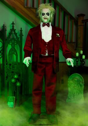 6FT Animated Life-Size Beetlejuice with 2 Outfits Decoration | Halloween Animatronics