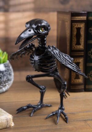 7-Inch Black Skeleton Crow with Crystal Eyes Decoration | Animal Skeletons