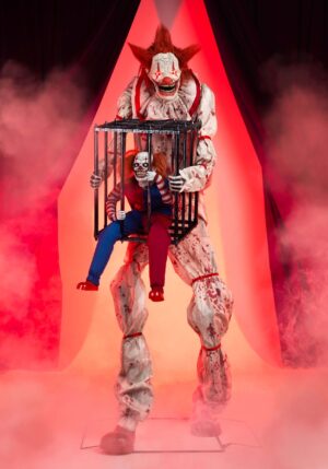7FT Cagey the Clown with Caged Clown Animated Decoration | Halloween Animatronics