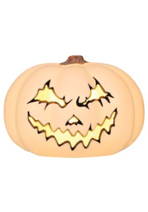 9-Inch Spooky White Light Up Pumpkin Decoration | Pumpkin DÃ©cor