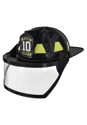 Black Firefighter Costume Adult Helmet | Firefighter Accessories