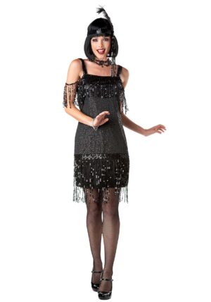 20s Black Sequin Flapper Women's Costume | Adult Flapper Costumes