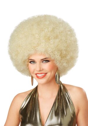 Deluxe Blonde Adult Afro Costume Wig | Disco Accessories