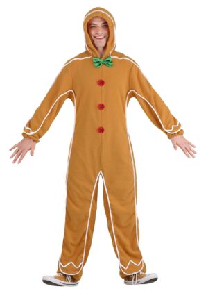 Gingerbread Man Onesie Costume for Adults