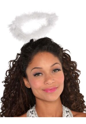 Marabou White Halo Adult Costume Accessory | Angel Accessories