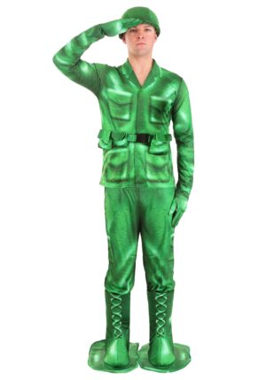 Plastic Green Army Man Adult Costume | Toy Costumes