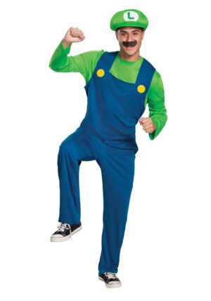 Adult Super Mario Retro Luigi Costume | Super Mario Bros Costumes