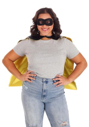 Adult Superhero Black and Yellow Costume Cape Set | Superhero Accessories