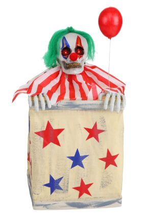 2.5FT Animated Laughing Evil Clown in Box Prop | Evil Clown Decorations