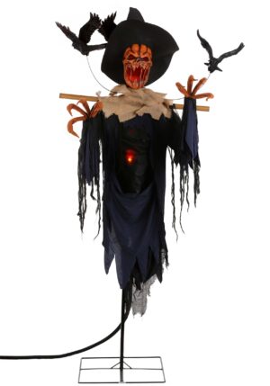 7FT Animated Raven Scarecrow Prop Decoration | Halloween Animatronics