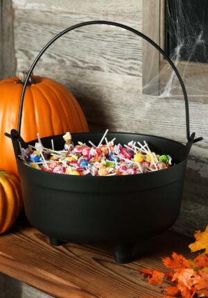 14-Inch Black Cauldron Halloween Decoration | Candy Bowls